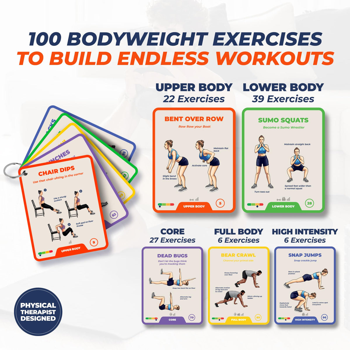 PhysioSpace deck ring-bound open for easy organization during daily training.