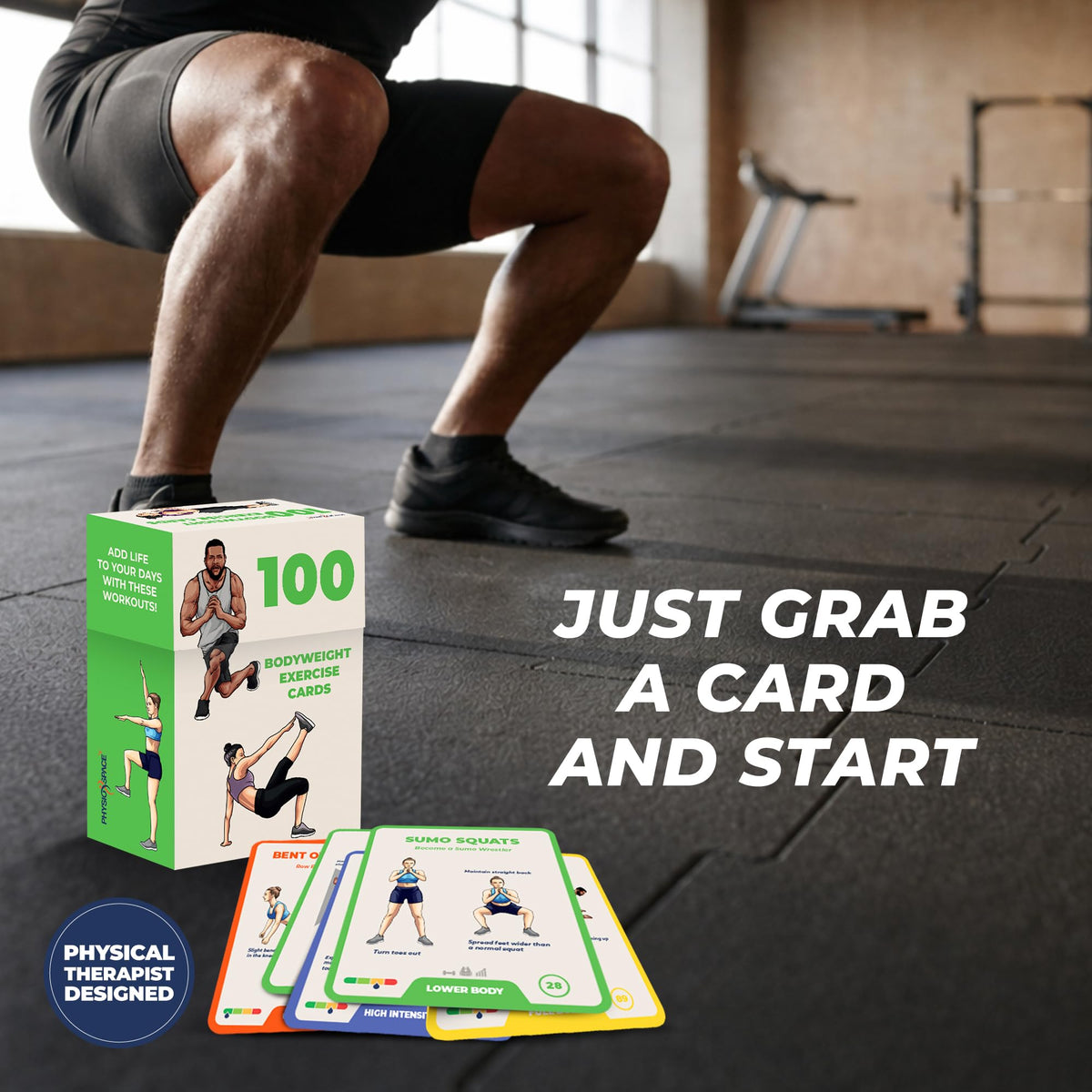 PhysioSpace beginner card illustrating proper form cues for safe starts.