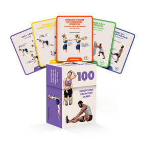 PhysioSpace Stretching Cards deck cover shows organized stretches for daily routines.