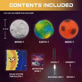 PIBEX Gemstone Dig Kit Plaster planet pieces: crack open to reveal hidden gems.