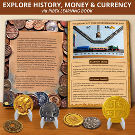 PIBEX silver-tone charms and holders organize a growing coin collection.