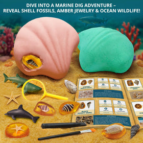 PIBEX Under-The-Sea Dig Kit: amber charms spark imaginative necklace crafting.