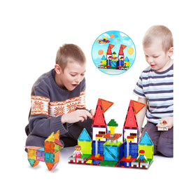 PicassoTiles magnetic brick and tile assembly area shows scalable builds for classrooms and home learning.