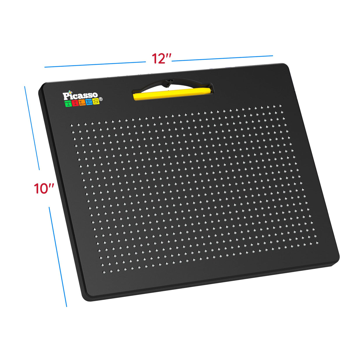 PicassoTiles alphabet tracing side helps kids learn lowercase letters with stroke sequence guidance.