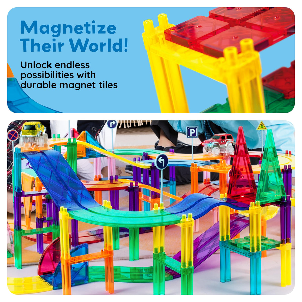 PicassoTiles classroom playset supports teamwork and collaborative activities.