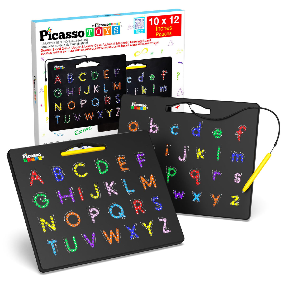 PicassoTiles double-sided board for early literacy practice with alphabet focus