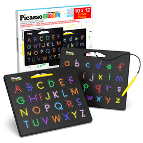 PicassoTiles double-sided board for early literacy practice with alphabet focus