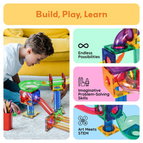 PicassoTiles magnetic building blocks enable creative construction and STEM exploration.