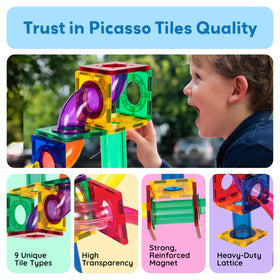 PicassoTiles Montessori-style play promotes independent exploration and sequencing