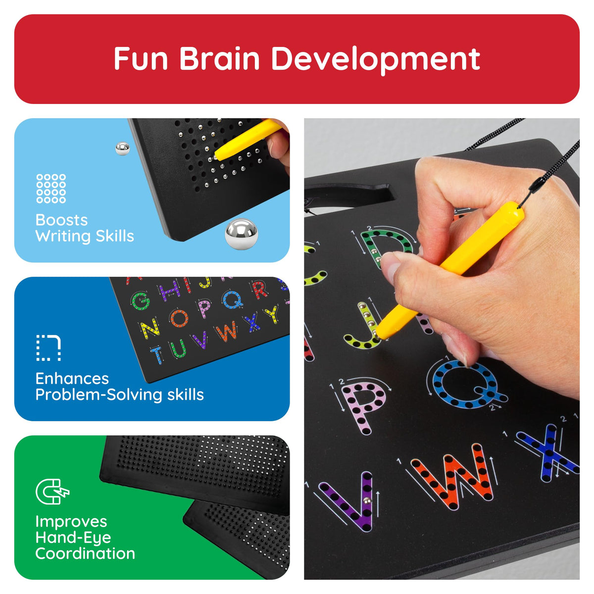 PicassoTiles portable 12x10-inch design fits backpacks for travel-friendly study
