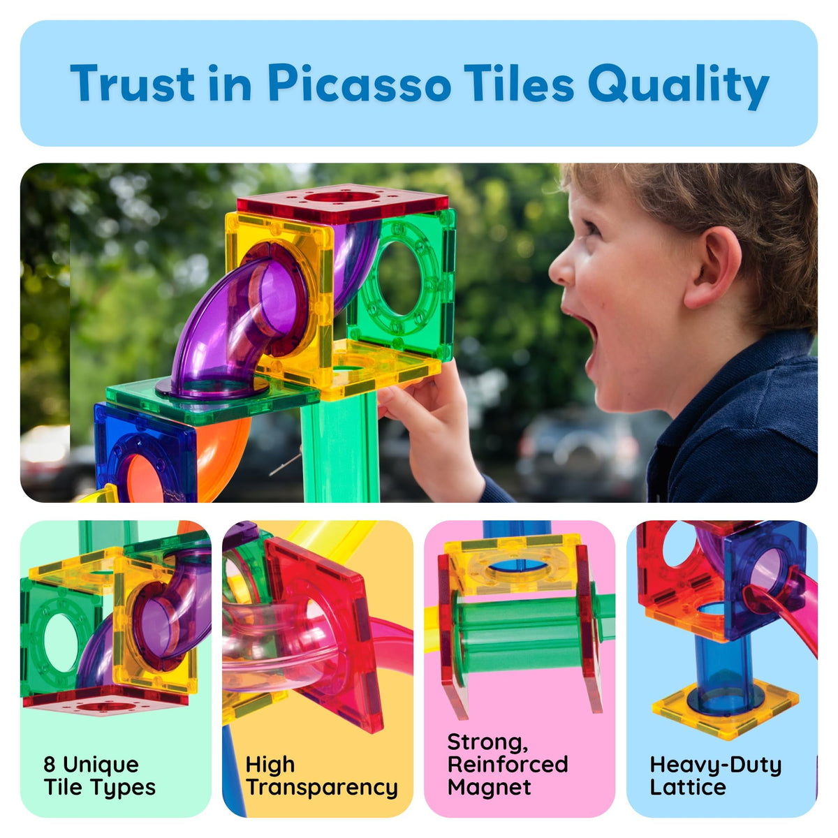 PicassoTiles safe, durable materials ensure lasting, kid-friendly play sessions.