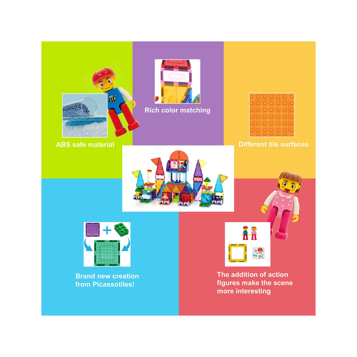 PicassoTiles storage-friendly design allows easy stacking and cleanup after play.