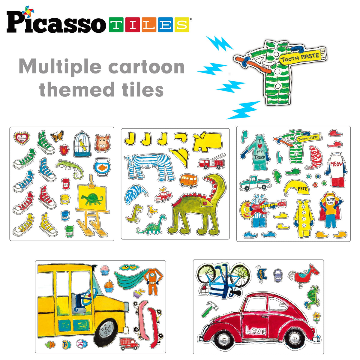 PicassoTiles Pete the Cat storytelling activity book supports narratives and STEM exploration.