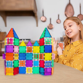 PicassoTiles strong magnets create stable, tall structures during construction play