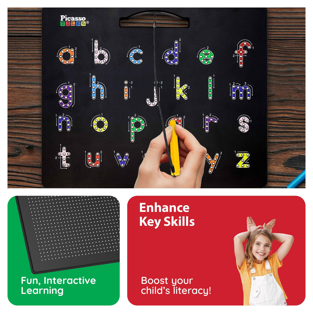 PicassoTiles built-in stylus holder keeps the pen handy during learning