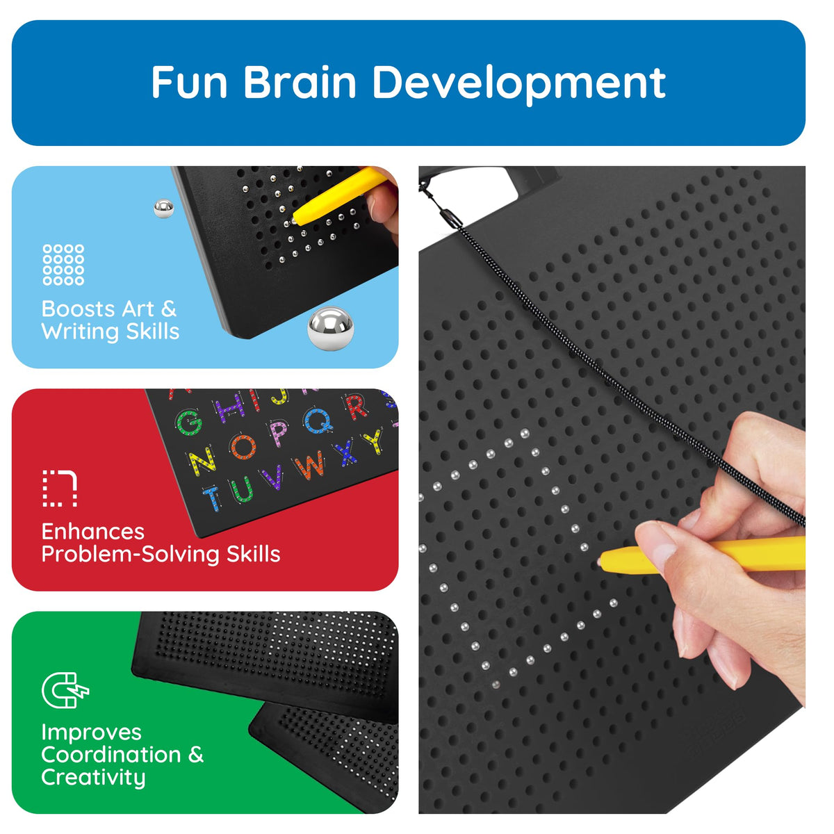 PicassoTiles stylus pen included stores on board for easy access.