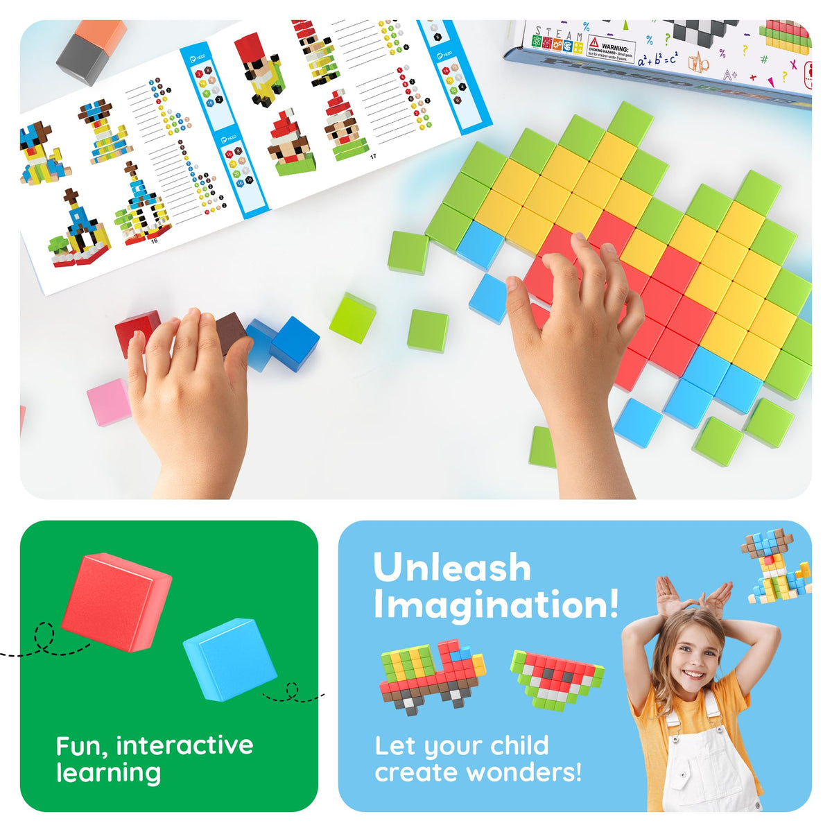 PicassoTiles enables 3D structures, promoting spatial reasoning through construction.