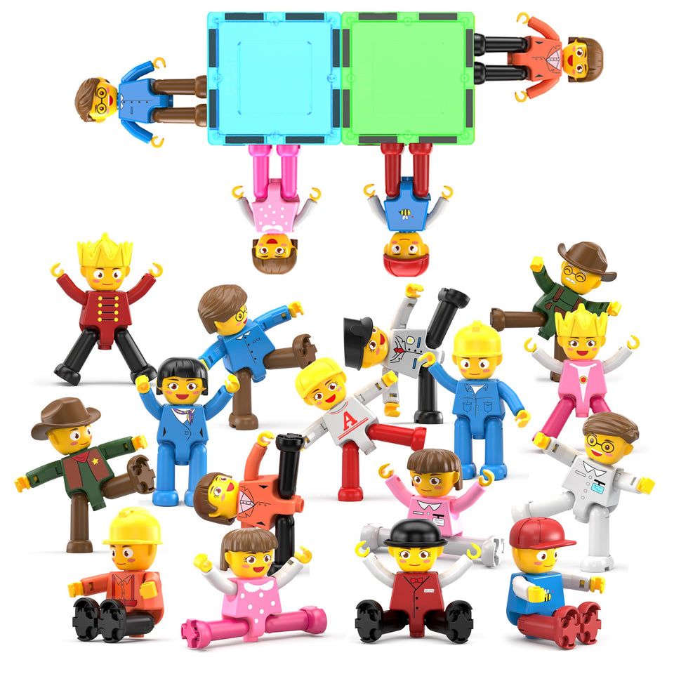 PicassoTiles 16pc figure set inspires imaginative play and storytelling.