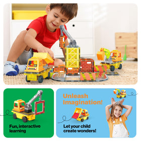 PicassoTiles 5-in-1 backhoe magnet tile sparks engineering curiosity through modular builds