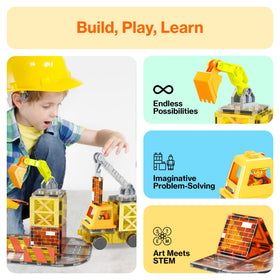 PicassoTiles 5-in-1 ladder truck magnet tile promotes balance during construction play