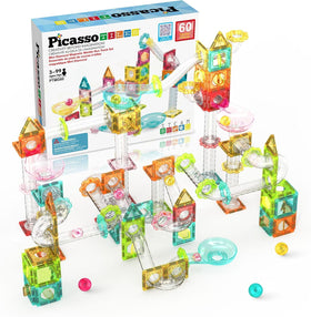 PicassoTiles 60pc diamond surface tile for engaging marble runs in small spaces.