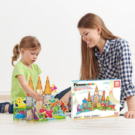 PicassoTiles eight dinosaur action figures spark storytelling and fine motor play