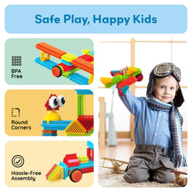 PicassoTiles ABS plastic safety design with rounded edges for kids.