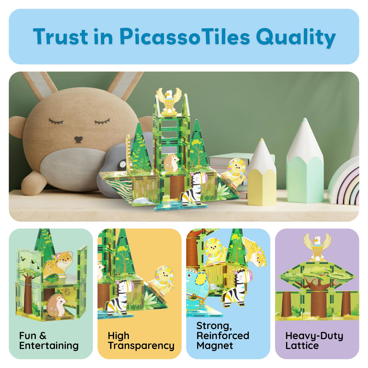 PicassoTiles 3+ friendly design for early builders.