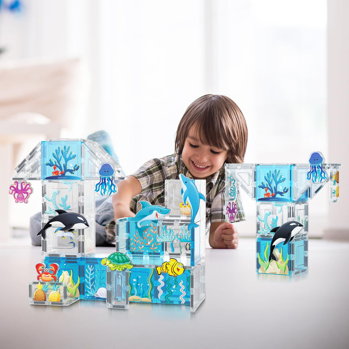 PicassoTiles aquarium crab figure supports storytelling and collaboration