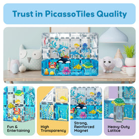 PicassoTiles aquarium fish figure supports quick play and sequencing