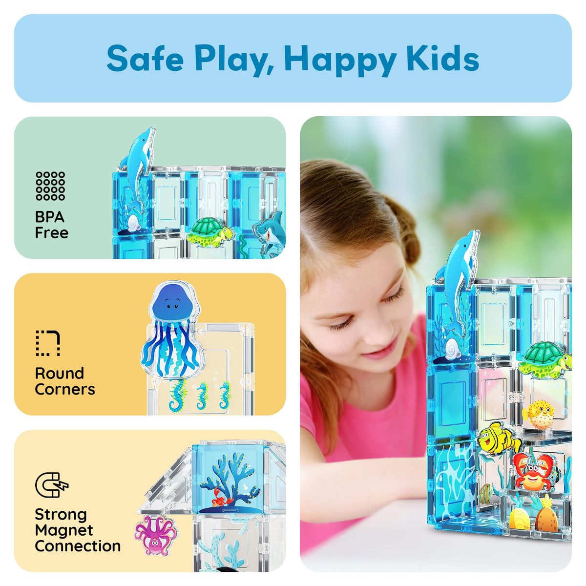 PicassoTiles aquarium orca figure invites storybuilding and design