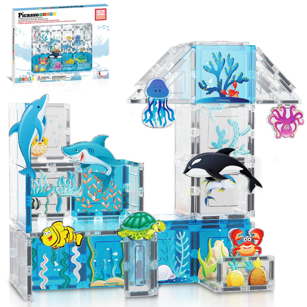 PicassoTiles aquarium shark figure for imaginative play and fine motor skills