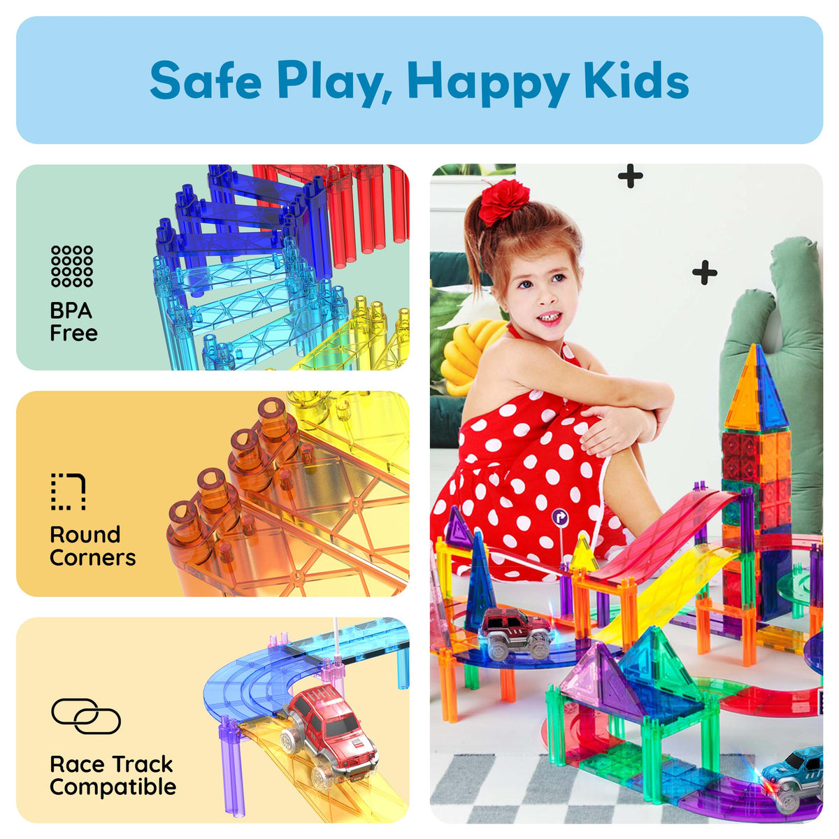 PicassoTiles BPA-free ABS materials ensure safe, durable construction.