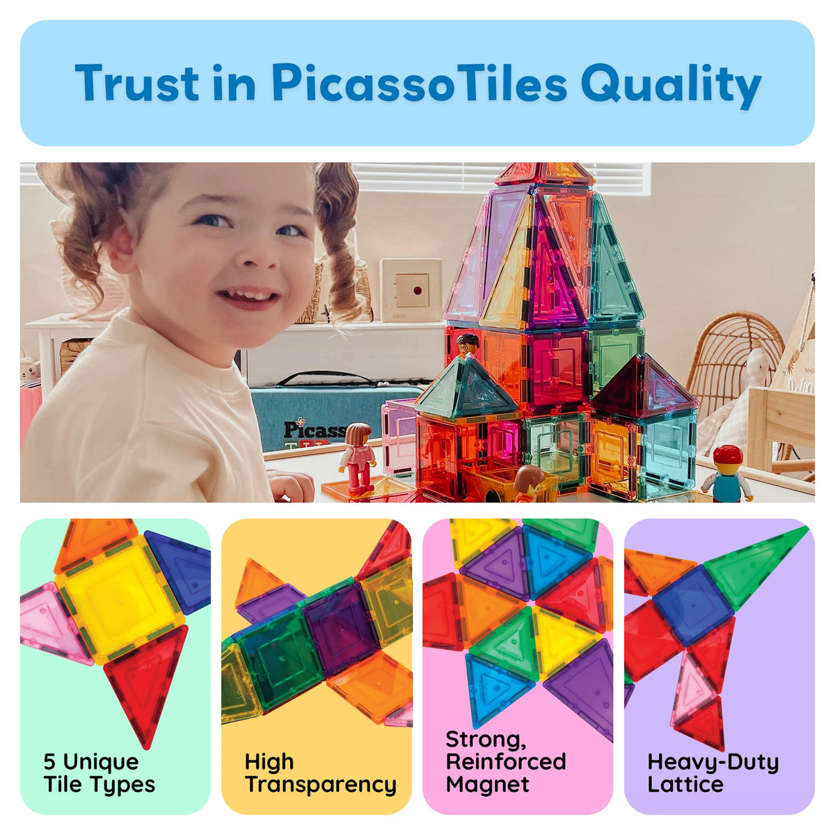 PicassoTiles BPA-free materials ensure safe play and peace of mind