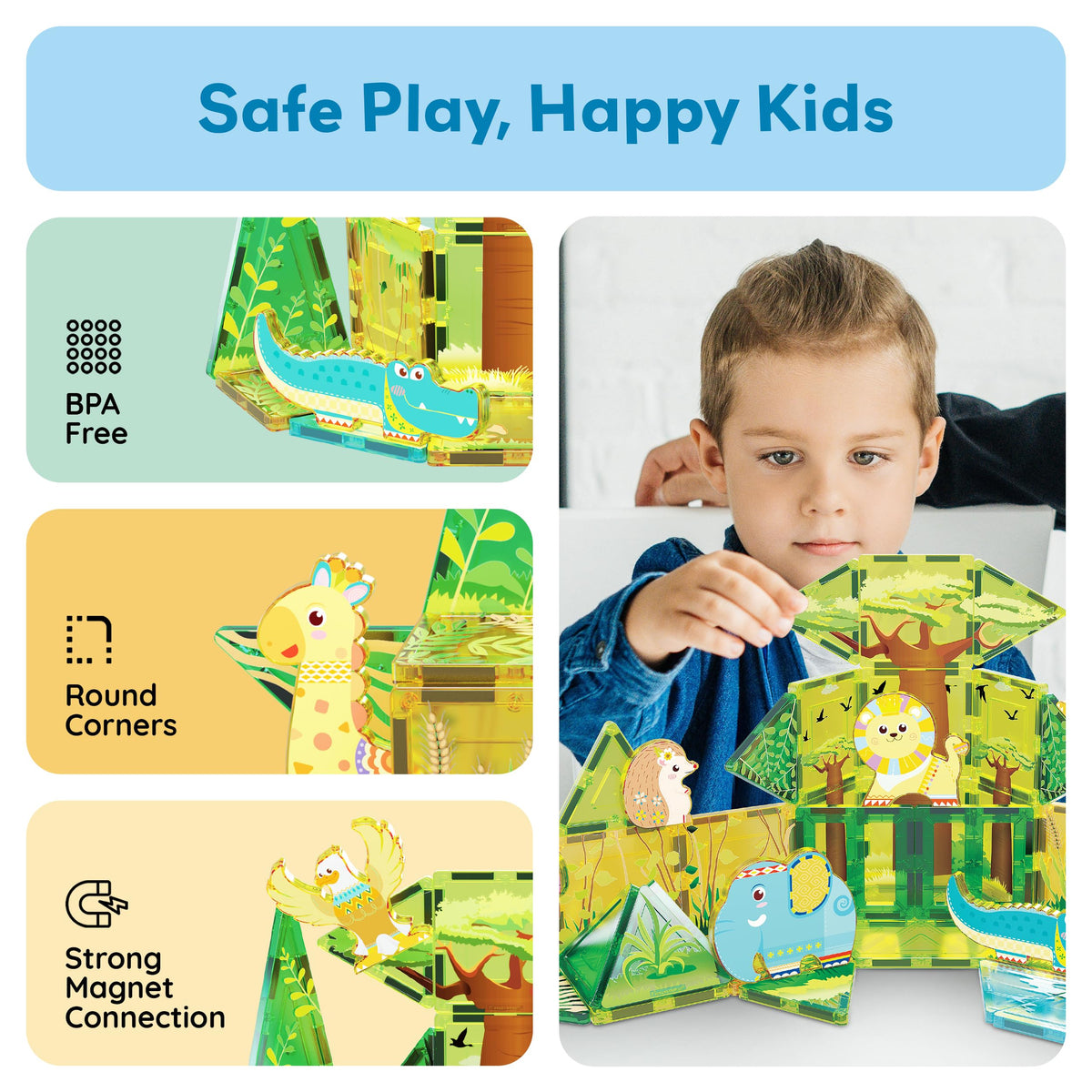 PicassoTiles BPA-free and non-toxic design supports safe play.