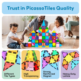 Car piece and dynamic designs in PicassoTiles set