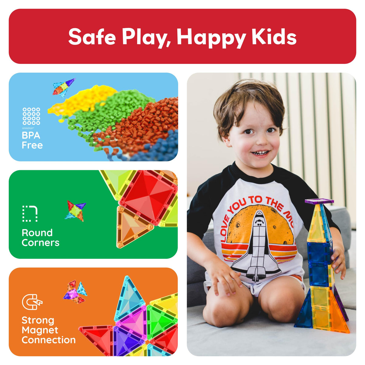 PicassoTiles color and shapes magnets support early geometry and pattern recognition.
