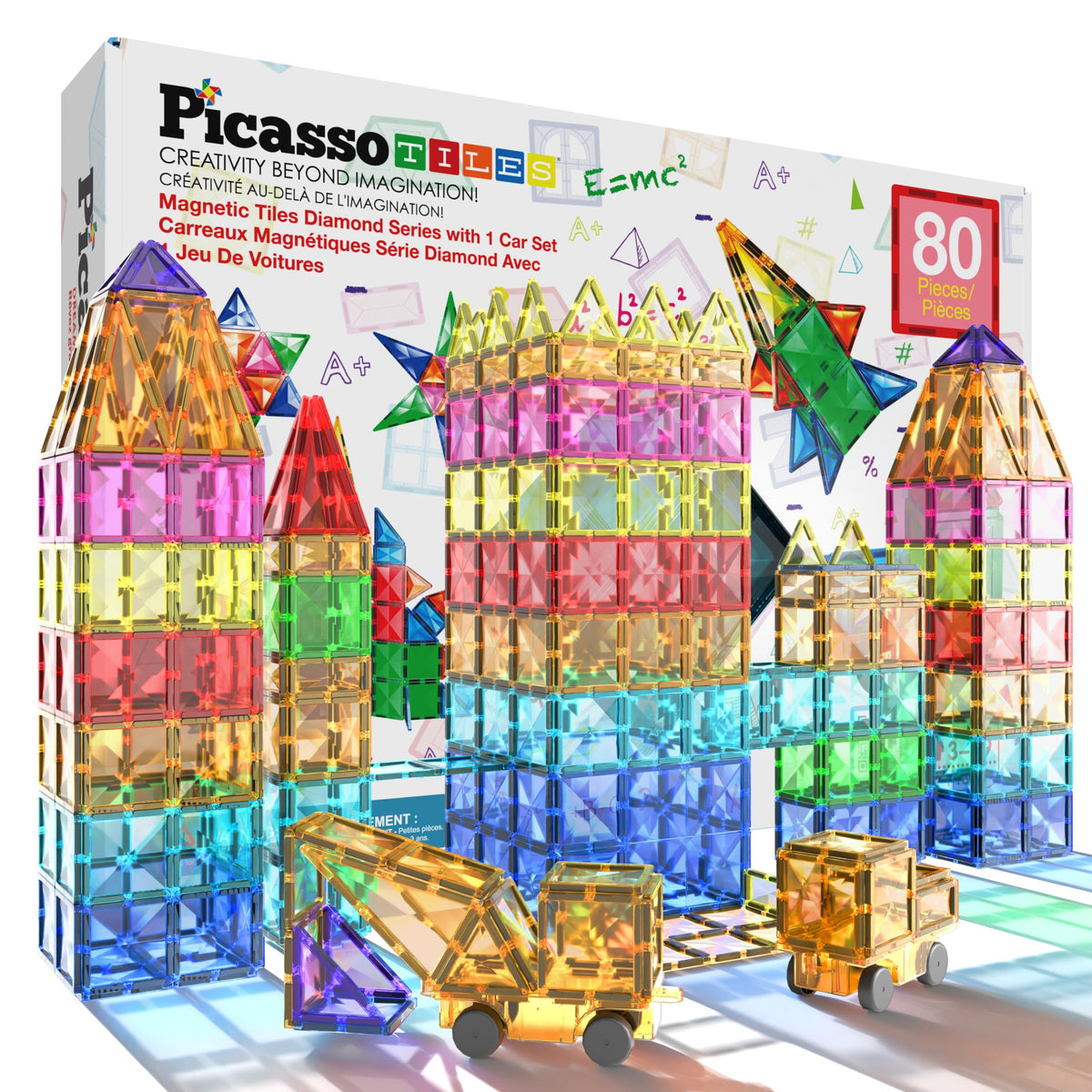 PicassoTiles diamond magnetic tiles for limitless creative builds and hands-on STEM play.