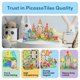 PicassoTiles dino playset invites constructing and imaginative play