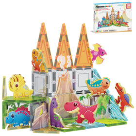 PicassoTiles dinosaur magnetic adventure set with 38 pieces for creative exploration