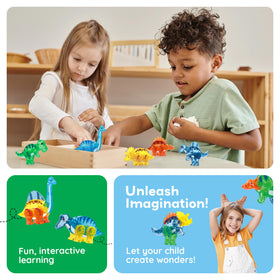 PicassoTiles T-Rex figure parts promote dynamic mix-and-match play.