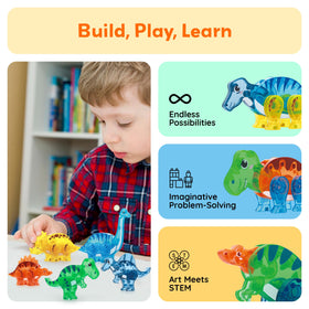 PicassoTiles Triceratops figure parts support hands-on STEM exploration.
