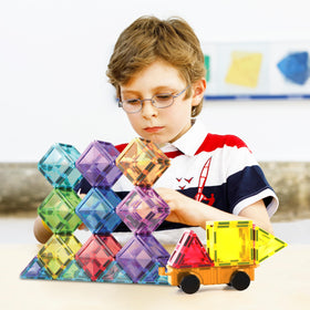 PicassoTiles easy-cleanup storage helps tidy after interactive sessions.