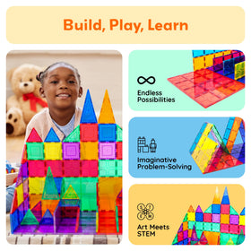 PicassoTiles easy stack tiles invite toddlers to explore shapes and balance.