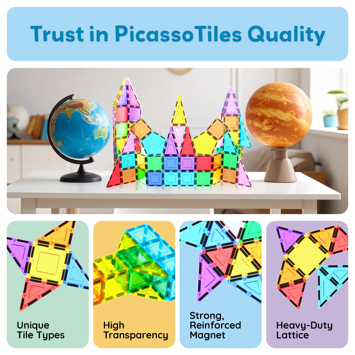 PicassoTiles family bonding play highlights shared creativity and easy setup.