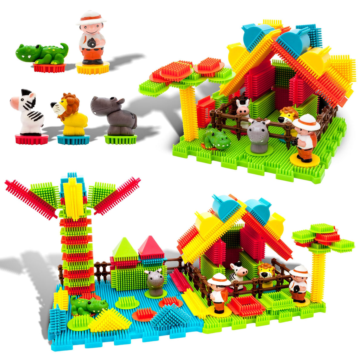 PicassoTiles Hedgehog Lock PTB100 safari set in action for STEM play and imagination