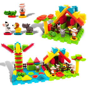 PicassoTiles Hedgehog Lock PTB100 safari set in action for STEM play and imagination