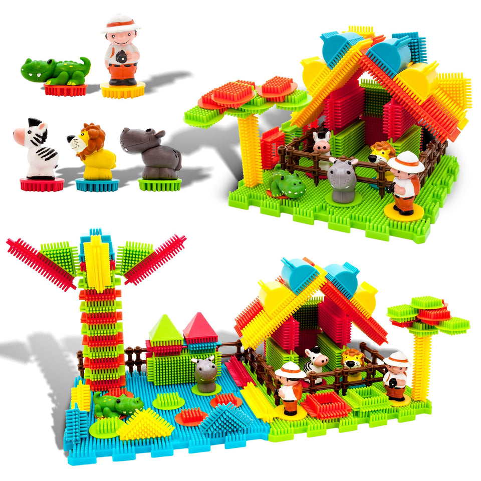 PicassoTiles Hedgehog Lock PTB100 safari set in action for STEM play and imagination