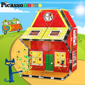 Pete the Cat themed tiles boost color recognition and geometric shape awareness during play.
