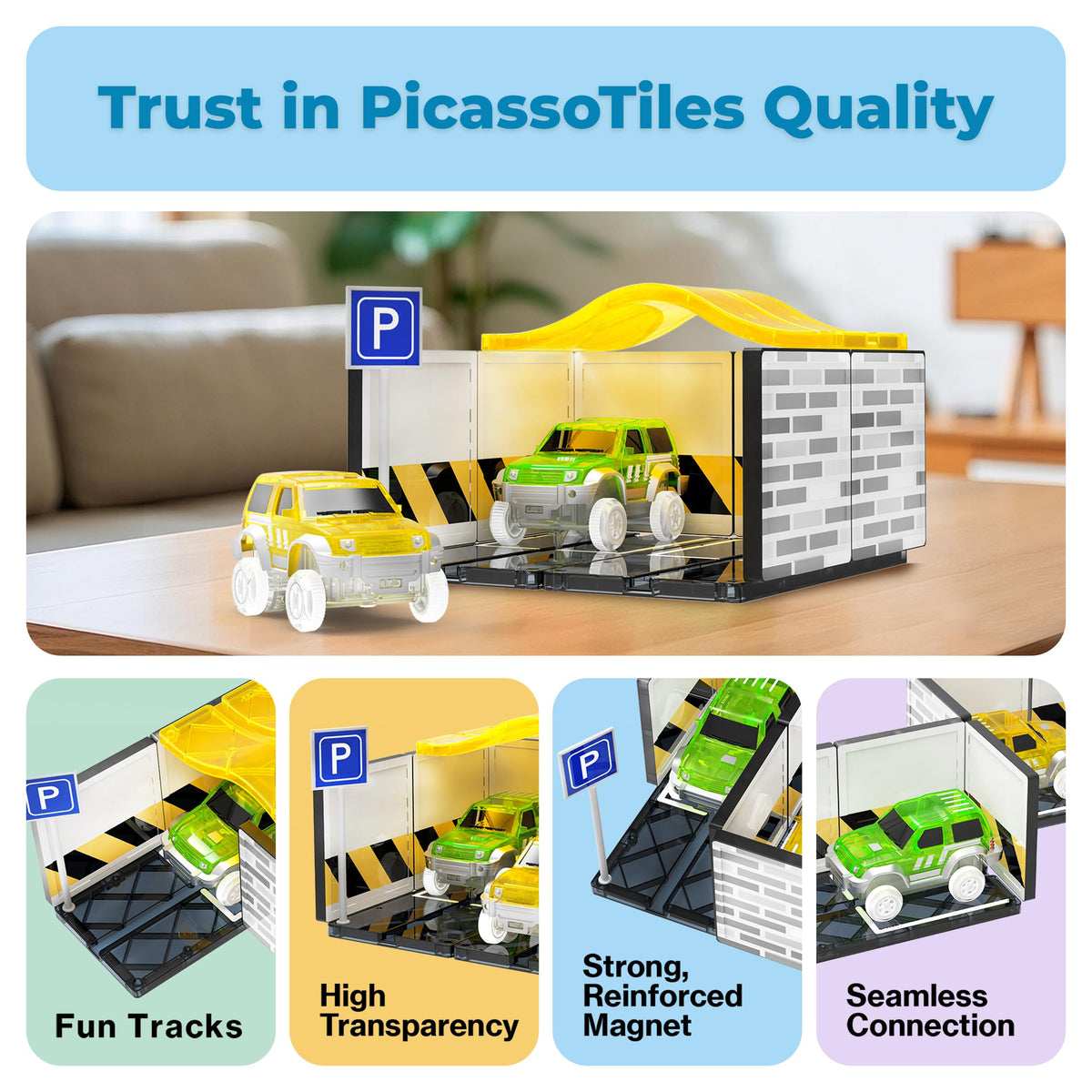 PicassoTiles imaginative play encourages creative construction and narratives.